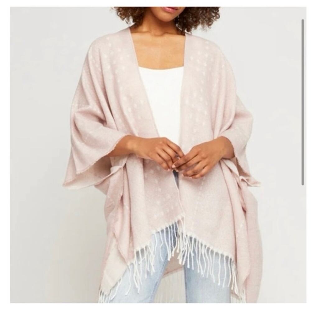 NWT GENTLE FAWN Women's M L Hermosa Kimono Pink Fringe Soft Wrap Throw Sweater - Picture 16 of 16